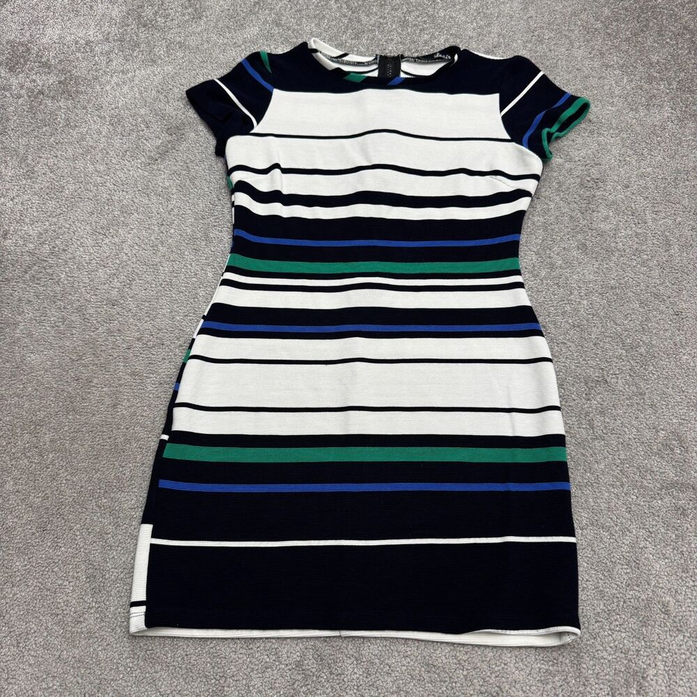Lulu's Ribbed Knit Bodycon Dress Womens Medium Multicolor Striped Stretch Zipper